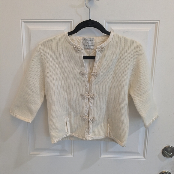 Robinson's Sweaters - Vintage Robinson's Angora Kimono Style Cropped Sweater Jacket